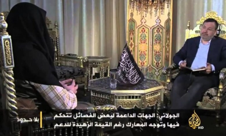 تلفزيون:زعيم جبهة النصرة يقول إنه يسعى للسيطرة على دمشق